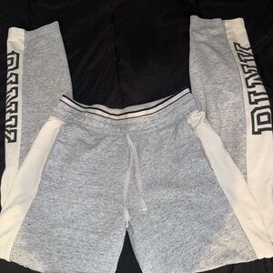 PINK Victoria's Secret Grey and Cream women’s joggers